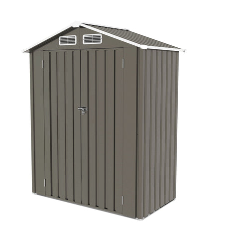 5 X 3 Ft Compact Metal Outdoor Storage Shed With Pitched Roof, Lockable Door - Gray HouseOfZazla