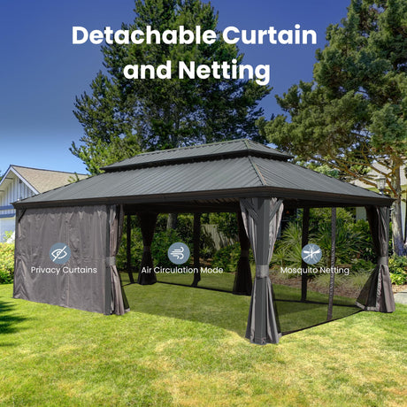 14' x 22' Hardtop Gazebo with Dual-Layer Galvanized Steel Roof HouseOfZazla