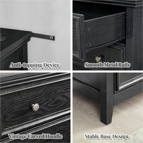 Modern 5-Drawer Black Dresser for Living Room Storage HouseOfZazla