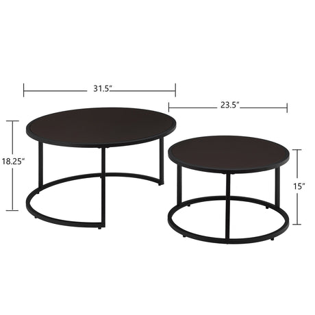 Modern Faux Leather Nesting Round Coffee Table Set - Dark Brown HouseOfZazla