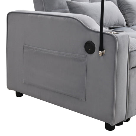 Modern Loveseat Futon Sofa With Pullout Bed, Adjustable Reclining Backrest, Toss Pillows HouseOfZazla