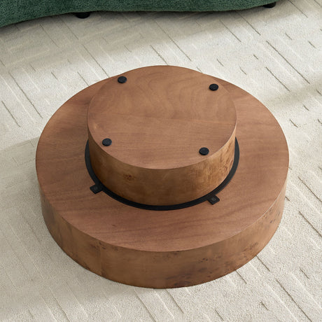 31.49" Burl Wood Veneer Round Coffee Table HouseOfZazla