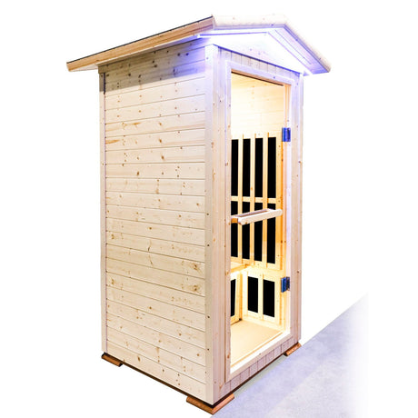 Single Person Spruce Far Infrared Sauna With Ambient Lighting And Bluetooth Music - Natural HouseOfZazla