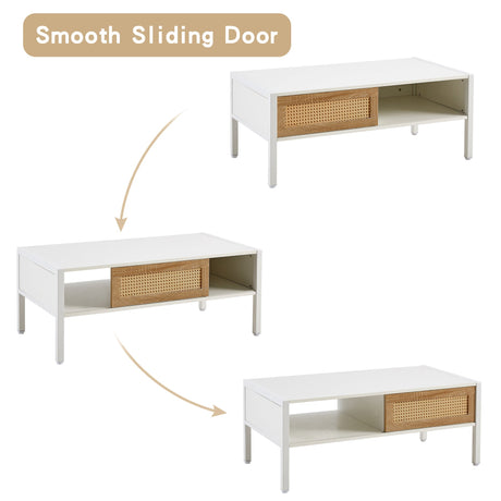 Modern Rattan Coffee Table with Sliding Door HouseOfZazla