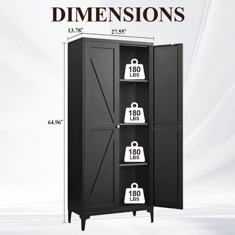 Adjustable 2 Door Kitchen Pantry Cabinet With Striped Design HouseOfZazla