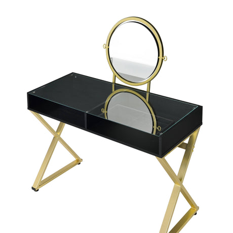 Black & Gold Finish Vanity Desk HouseOfZazla