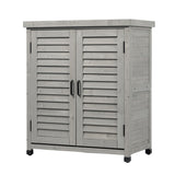 Potting Bench With Storage Cabinet And Metal Table Top For Outdoor
