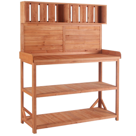 TOPMAX 65' Large Wooden Farmhouse Rustic Outdoor Potting Bench Table HouseOfZazla