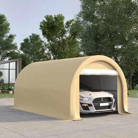 Outsunny - 10' x 16' Carport, Heavy Duty Portable Garage Storage Tent With Large Zippered Door, Anti-Uv Pe Canopy Cover For Car, Truck, Boat, Motorcycle, Bike, Garden Tools, Outdoor Work HouseOfZazla