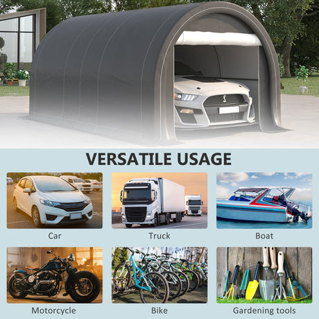 Outsunny - 10' x 16' Carport, Heavy Duty Portable Garage Storage Tent With Large Zippered Door, Anti-Uv Pe Canopy Cover For Car, Truck, Boat, Motorcycle, Bike, Garden Tools, Outdoor Work HouseOfZazla