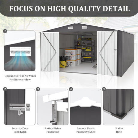 Campcraft Outdoor Storage Shed 10x14 FT with 3 Lockable Doors HouseOfZazla