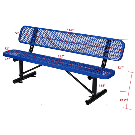 6' Outdoor Steel Bench With Backrest HouseOfZazla