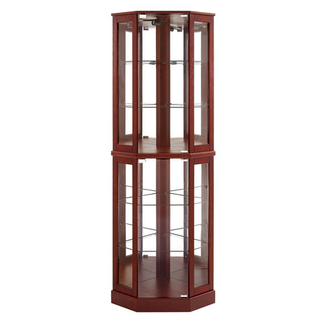 6 Shelf Corner Curio Display Cabinet With Lights, Mirrors And Adjustable Shelves HouseOfZazla
