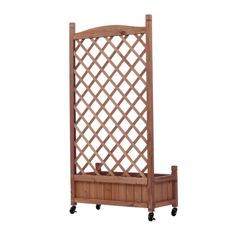 Raised Garden Bed With Trellis 2 Pack, Outdoor Planter Box & Plant Stand With Climbing Racks - Brown HouseOfZazla