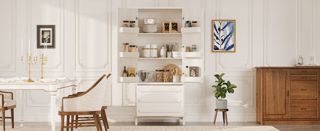 70" Kitchen Pantry Cabinet with Solid Wood Handles and Adjustable Storage HouseOfZazla