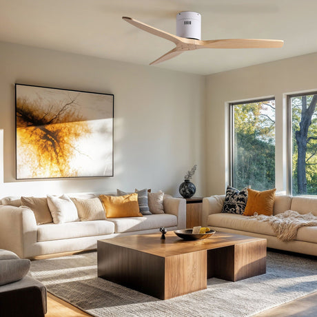 Low Profile Flush Ceiling Fan Without Light - Matte White / White HouseOfZazla
