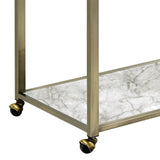 Neilo Clear Glass Faux Marble Top Serving Cart