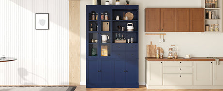 TOPMAX Freestanding Buffet With Hutch - Tall Kitchen Pantry Cabinet HouseOfZazla