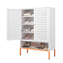 Grid Double Door Shoe Cabinet With Adjustable Compartments and Moisture-Proof Design HouseOfZazla