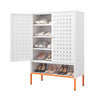 Grid Double Door Shoe Cabinet With Adjustable Compartments and Moisture-Proof Design HouseOfZazla