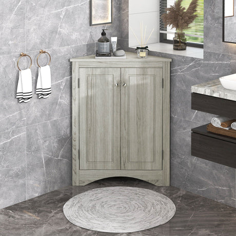 Triangle Bathroom Storage Cabinet With Adjustable Shelves, Freestanding Floor Cabinet For Home Kitchen HouseOfZazla