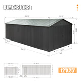 12x25FT Outdoor Metal Garage Shed, Extra Large Metal Carport