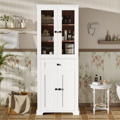 Bathroom Storage Cabinet, Adjustable Shelves & Drawer, Freestanding Tower HouseOfZazla