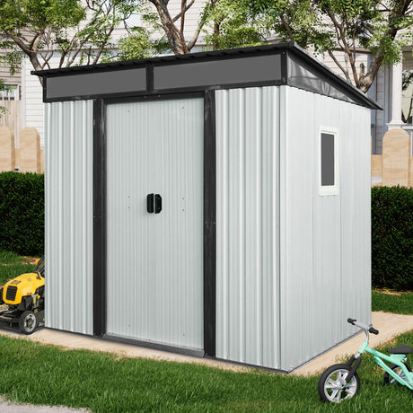 Outdoor Metal Storage Shed With Window And Transparent Plate For Garden, Lawn HouseOfZazla