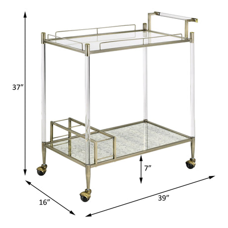 Cirro Antique Mirror Wire Brass Serving Cart HouseOfZazla