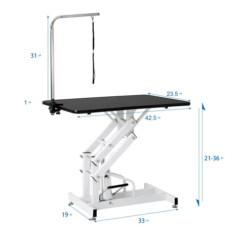 Hydraulic Dog Pet Grooming Table Heavy Duty Big Size Z-Lift Pet Grooming Table - Black / White HouseOfZazla