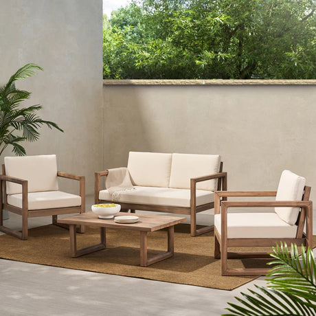 4-Pieces Acacia Wood Patio Furniture Set HouseOfZazla