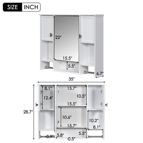 Wall Mounted Bathroom Storage Cabinet With Mirror, Medicine Cabinet With Towel Bar HouseOfZazla