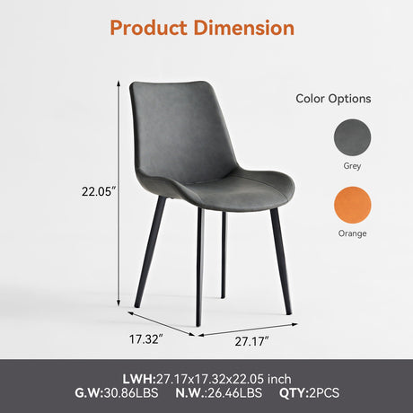 Dining Table Set, Chairs (Set of 2) - Gray HouseOfZazla