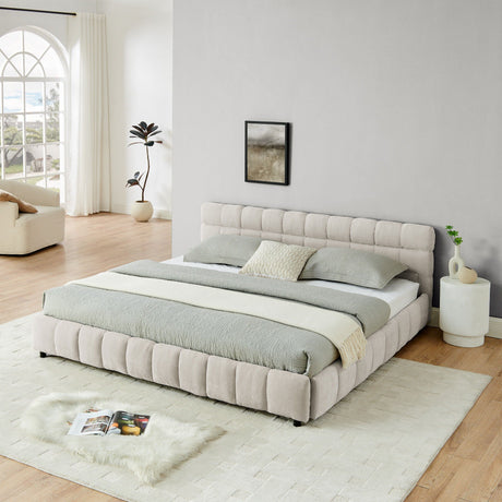 Modern Platform Bed Frame With Thick Fabric HouseOfZazla