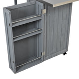 Outdoor Kitchen Island Fir Wood Prep Station with Stainless Steel Top