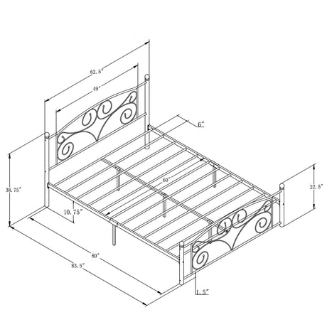 Queen Size Unique Flower Sturdy System Metal Bed Frame with Headboard and Footboard HouseOfZazla