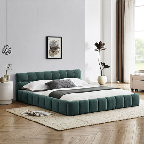 Modern Platform Bed Frame With Thick Fabric HouseOfZazla