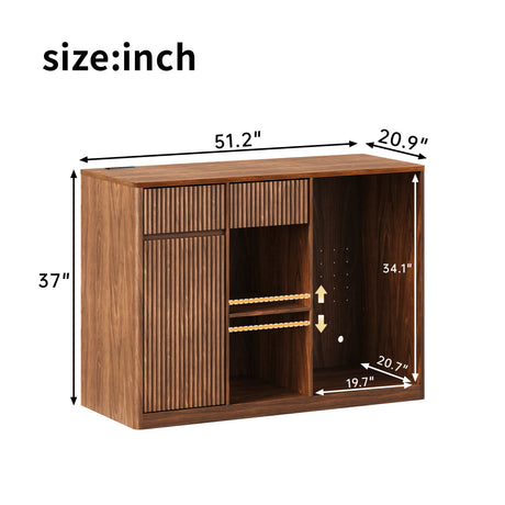 51" Fluted Bar Cabinet with Fridge Space and Wine Glass Rack HouseOfZazla