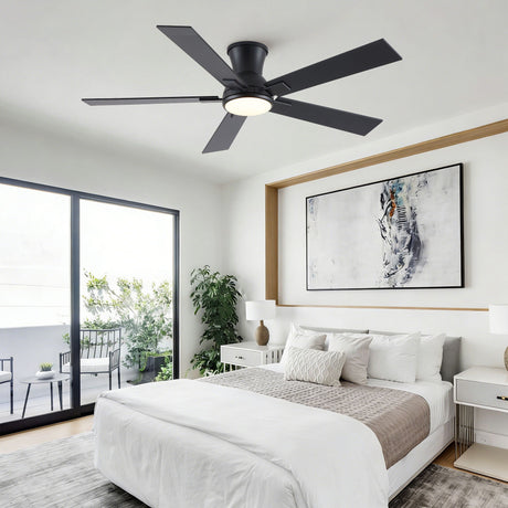 Low Profile Flush Mount Intergrated LED Ceiling Fan With Light And Reversible Quiet Motor HouseOfZazla