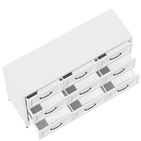 9 Drawer White Metal Dresser with Quiet-Glide Rails HouseOfZazla
