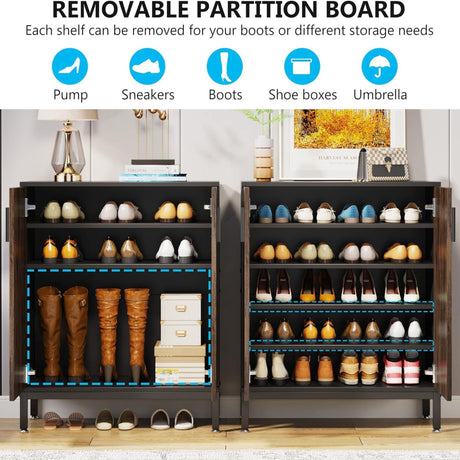 Shoe Cabinet With Doors, 5 Tiers Shoe Storage Organizer HouseOfZazla
