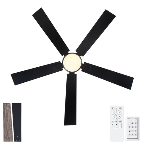 Low Profile Flush Mount Intergrated LED Ceiling Fan With Light And Reversible Quiet Motor HouseOfZazla