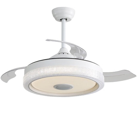 Invisible Ceiling Fan With Remote Control And 36W LED Light, 120V DC Motor, 3 Blades - White HouseOfZazla