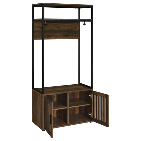 Flora - 2 Door Coat Rack Hall Tree Storage Bench And Multi Functional Storage - Natural HouseOfZazla