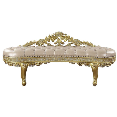 Cabriole - Synthetic Leather Bench - Gold HouseOfZazla