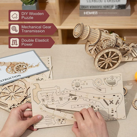 3D Mechanical Catapult Wooden Puzzle Kit for Adults and Kids - Engaging DIY Craft and Brain Teaser WoodArtSupply