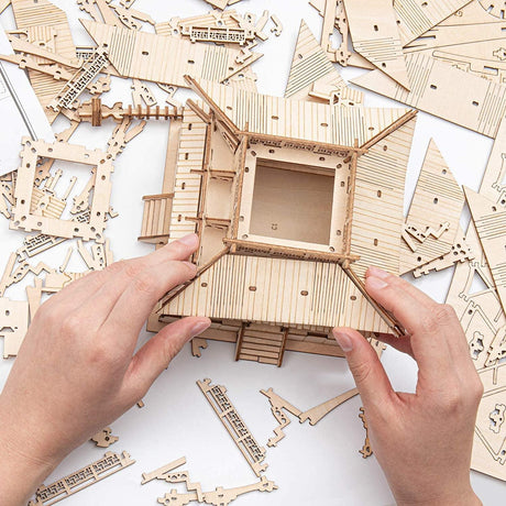 Five-Storied Pagoda 3D Wooden Puzzle Kit - Unique DIY Craft for All Ages WoodArtSupply