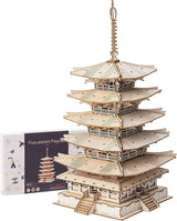 Five-Storied Pagoda 3D Wooden Puzzle Kit - Unique DIY Craft for All Ages WoodArtSupply