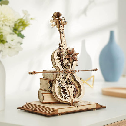 3D Puzzles for Adults 1:5 Scale Cello Model Kit with Base 199Pcs Wooden Music Box Building Kit Desk Gift - WoodArtSupply