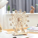 Vintage Ferris Wheel Wooden Music Box 3D Puzzle Kit for Adults WoodArtSupply